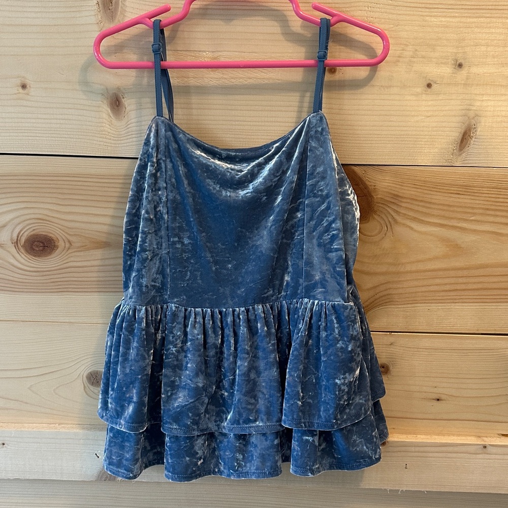 American Eagle Outfitters Velvet Tank in Blue